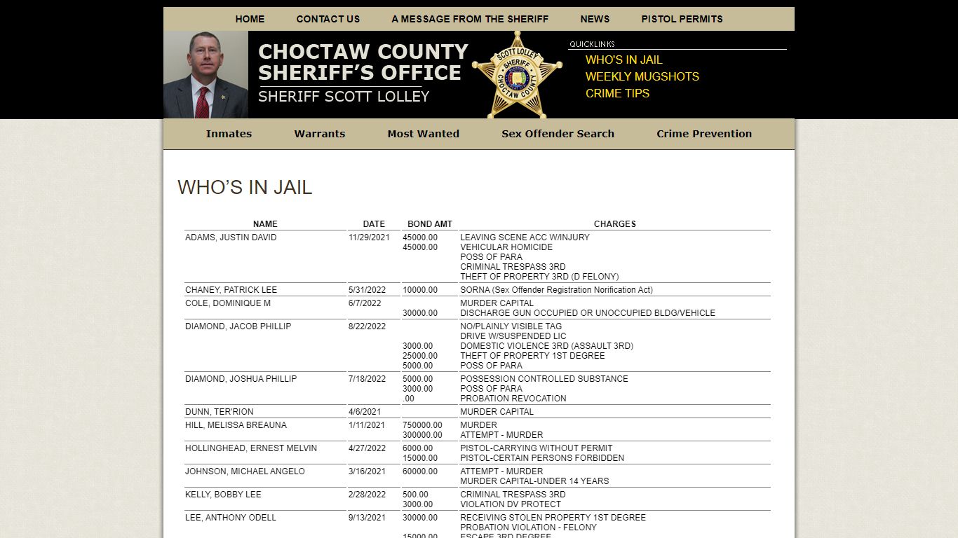 Who’s in Jail » Choctaw County Sheriff's Office